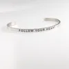 Bangle roestvrij staal Aangepaste personaliseerde naam armband Bnagle Laat je licht Shine aangepaste handschrift mantra armbanden voor vrouwen