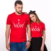 T-shirt femme couronnes impression motif t-shirt blanc doux drôle lettre t-shirts pour couple roi et reine haut