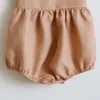 Urso líder infante meninos meninas maciço cor maciça moda nascido sem mangas verão linho bodysuits bebê bebê roupas coreanas 210708