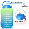 QuiFit 2.5L 3.78L Bouteilles d'eau en plastique à large bouche avec paille sans BPA Sport Fitness Tourisme Gym Voyage Jugs Support de téléphone 210907