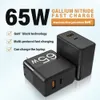 65W Fast Charger GaN type C USB 2ports for iphone High Speed Dual Android and laptop universal charging