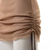 BOOFEENAA Trekkoord Ruched Fishnet Mesh Khaki Mini Rokken Dames 2021 Zomerkleren Sexy Hoge Taille Rok Clubwear C85-BZ13 Y0824