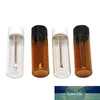 67 mm Jelas Snirter Botol Dengan Rvs Sendok Logam Kaca Tembakau Botol Pil Case Ramuan Bubuk Tembakau Wadah Penyimpanan