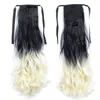 Synthetische Trekkoord Paardenstaart Clip in haarverlenging Ombre Kleur 22 inch 100g Krullende golvende haarstukken voor vrouwen