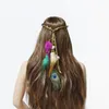 Clipes de cabelo barretas lindas faixas de flores de penas étnicas de pavão para mulheres acessórios tribais ciganos boêmios