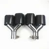 2 Stück Dual Universal Akrapovic Auspuff-Schalldämpferspitzen aus glänzender Kohlefaser mit glänzenden Edelstahl-Auto-Auspuff-Endrohren217n