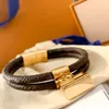 2021 Dame Vrouwen ID Identificatie Armbanden Sieraden Leer Unisex Designer Snap Braceltes Letter Paar Armband