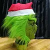 Grappige geek stal kerstcosplay feestmasker Santa Xmas vol hoofd latex masker verder volwassen kostuummasker rekwisieten 200929