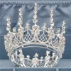 Vintage Romantik Altın Tam Yuvarlak Kraliçe Kral Tiara Taç Pageant Headpieces Gelin Düğün Saç Takı Tiaras ve Taçlar X0625