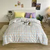 Bedding Sets Classic Pure Color Orange Quilt Covers Blue Pillowcases Soft Comforter Duvet Cover Set Bed Linen Home Textile