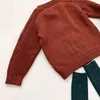 Jesień Dzieci dziewiarskie Płaszcz Dziewczynek Chłopcy Swetry Swetry Zimowe Solidne Kolor Długie Rękawy Odzież 211104