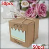 Gift Wrap Event Party Supplies Festive 50pcs Baby Birthday Sweet Candy Box Baptême Decor 5.3CMX5.3CMX5.3CM / 2INX2IN