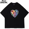 T-shirt uomo Hip Hop Streetwear T-shirt Harajuku Furry Heart Letter T-shirt in cotone T-shirt manica corta estiva casual Tops Tees Nero 210716