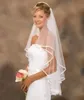Nouveau voile de mariée Deux couches Satin Ruban Bat Style Veil de mariage Veil de mariage White / Ivoire Mariages Accessoires 80cm