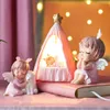 かわいい天使の赤ちゃんの置物妖精の庭のミニチュア樹脂の装飾品ガールエルフ像の家の装飾ルームの装飾子供の誕生日ギフトC0220