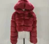 Mode Höst Vinter Högkvalitativ Faux Fox Fur Coat Kvinnor Vintage Långärmad Med Cap Slim Short Jackor Furry Coat Femme