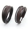 Classic Genuine Leather Bracelet For Men Hand Charm Jewelry Multilayer male bracelet Handmade Gift For Cool Boys GC687
