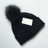 Fashion Winter Beanies caps Hats For Women bonnet with Real Raccoon Fur Pompoms Warm Girl Cap snapback woman pompon skull beanie Hat