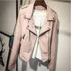 blouson aviateur en cuir rose