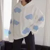 Koreańska bluza damska zima moda chmury sweter kobiety plus aksamit ciepły z długim rękawem topy casual bluzy Kawaii kobiet 210721