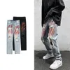 Jeans pour hommes Erenejian Mode Hi Street Pantalon détruit Vintage Peint Ripped Denim Pantalon lavé Bleu Rétro Plus Taille M-5XL