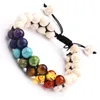 8mm natuursteen Healing Beaded Double Layer Strands Charm Armbanden voor Mannen Vrouwen Handgemaakte Touw Gevlochten Mode-sieraden