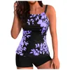 Dames badmode dames zwempak vrouwen plus maat bloemenprint sling bikini sexy verband 2022 zomer open rug set strandkleding tankini