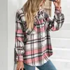 Women's Blouses & Shirts 2021 Warm Long-sleeved Shirt Blouse Women Thick Plush Loose Single-breasted Check Jacket Ladies Autumn Winter Outwe