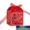 Gift Wrap 50 Stks Kerst Hollow Square Candy Box met strikje Multicolor Pearlescent Papieren decoratieve bruiloft decoratie1