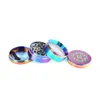 2021 Custom Rainbow Herb Grinder 4 Lagen 40mm Dia IceBlue Zinklegering Tabak Crusher Metal Grinders Tool