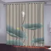 Custom High-Grade Blackout Curtain Lotus leaf lotus Living Room Modern Creative Printing Curtain Drapes Fashion Bedroom Drapes