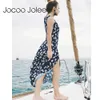 Jocoo Jolee Floral Sprint Longue Robe De Plage pour Femmes Sexy Hip Split Conception avec Col En V D'été Gilet Tops Womem Robe 210619