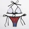 Fors Cambia Colore costume da bagno delle donne Triangolo push up costumi da bagno delle donne Halter fasciatura string bikini 2020 mujer Backlbathing vestito X0522