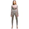 WOMENGAGA Herbst Mesh Spitze Frauen Stehkragen Perspektive Gedruckt Handschuhe Mittellanges Kleid 5PIB 210603