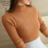 Fashion Solid White and Black Tops Sweaters Winter Long Sleeve Turtleneck Pullovers Womens Sweaters Femme Clothing 5218 211120