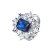 Cluster Rings Knriquen Vintage 925 Sterling Zilver Blauw Corundum Topaz Voor Dames Charms Hoge Carbon Diamonds Cocktail Ring fijne sieraden
