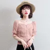 Make summer party led the bud silk unlined upper garment hubble-bubble sleeve shirt female little sense of brief paragraph c 210531