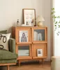 Massivholz-Bücherregal, Schlafzimmermöbel, Wohnung, Glas-Rattan-Aufbewahrungsschrank, Zeitschriftenschrank, einfache, moderne Haushalts-Sideboard-Schränke