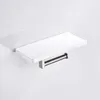 Paper Holder White Resinous Panel & 304 Stainless Steel Rack Toilet Phone Shelf 210720