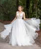 Abito da sposa di lusso con perline A Line Gonna gonfia Splendidi applicazioni di pizzo Corte dei treni Lungo giardino Abiti da sposa country vestido de noiva 2022 Abiti da cerimonia sposa Primavera