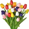 Fleurs de tulipes artificielles, fausses fleurs de tulipes en Latex PU pour la maison, fête de mariage, décoration de Festival de noël, cadeau