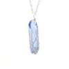 Albero della vita Reiki Healing Crystal Energy Stone Collana con ciondolo in quarzo trasparente Filo d'argento avvolto con pietre preziose grezze Prisma esagonale Collana con cristalli a punta