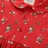 Atlama Metre Yaz Prenses Kız Elbise Çilek Baskı Yaka Moda Parti Doğum Günü Bebek ile 210529