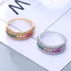 Ringe aus 18 Karat Kristall mit mehreren Edelsteinen für Damen, Regenbogendiamanten, Weißgold, indischer Dubai-Modeschmuck