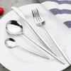 DHL New 4Pcs/set Black Gold Cutlery Set 18/10 Stainless Steel Dinnerware Silverware Flatware Set Dinner Knife Fork Spoon FY4691 BY11