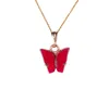 Wisiorki biżuteria kolorowy motyl Naszyjnik Złote łańcuchy dla kobiet proste temperament żywica pestka szydernia drop del del