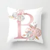 Fodera per cuscino decorativo con lettera rosa Fodera per cuscino per decorazione della festa nuziale Federa per divano in pelle di pesca