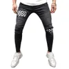 2021 Moda Hip Hop Jeans Maschili Streetwear Casual Foro Rotto Pantaloni Della Matita Biker Masculino Salopette di Jeans Mens Pantaloni X0621