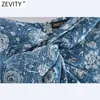 Zevity Women Vintage Totem Floral Print Knuted Design Split En Linje Skirt Faldas Mujer Kvinna Back Zipper Sommar Vestidos QUN764 210629