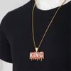 Hip Hop liste Bling Letter King wisiant Naszyjniki Raper Złoty Kolor Color Stali Stael Łacze